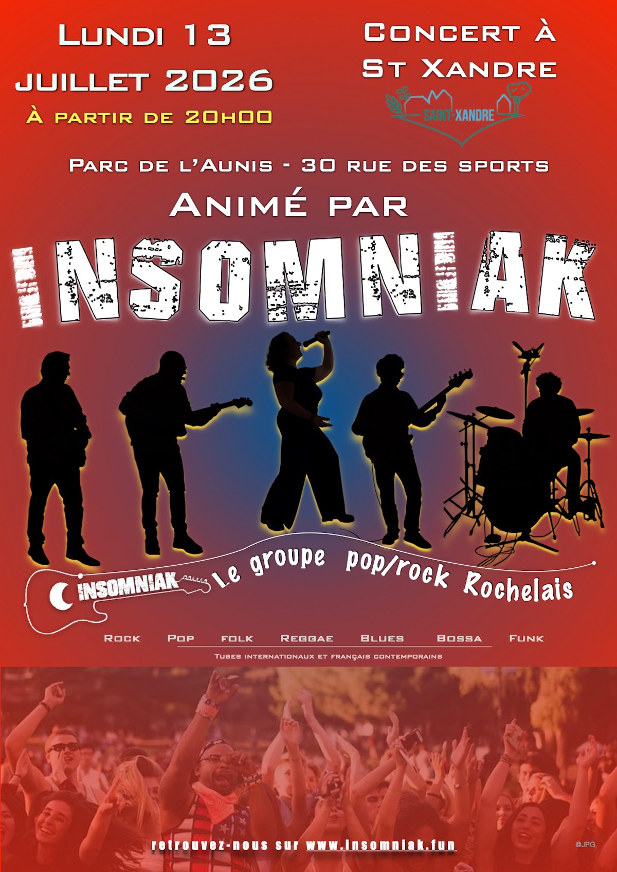 Concert Insomniak à Saint Xandre le 13 juillet 2026